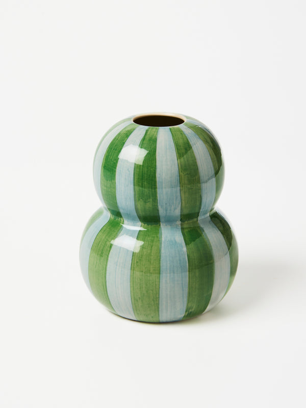 FONDA GREEN BLUE STRIPE VASE