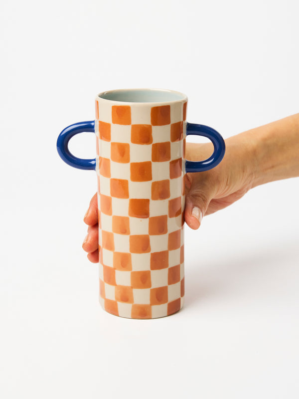 GRIFFE TAN CHECK BUD VASE