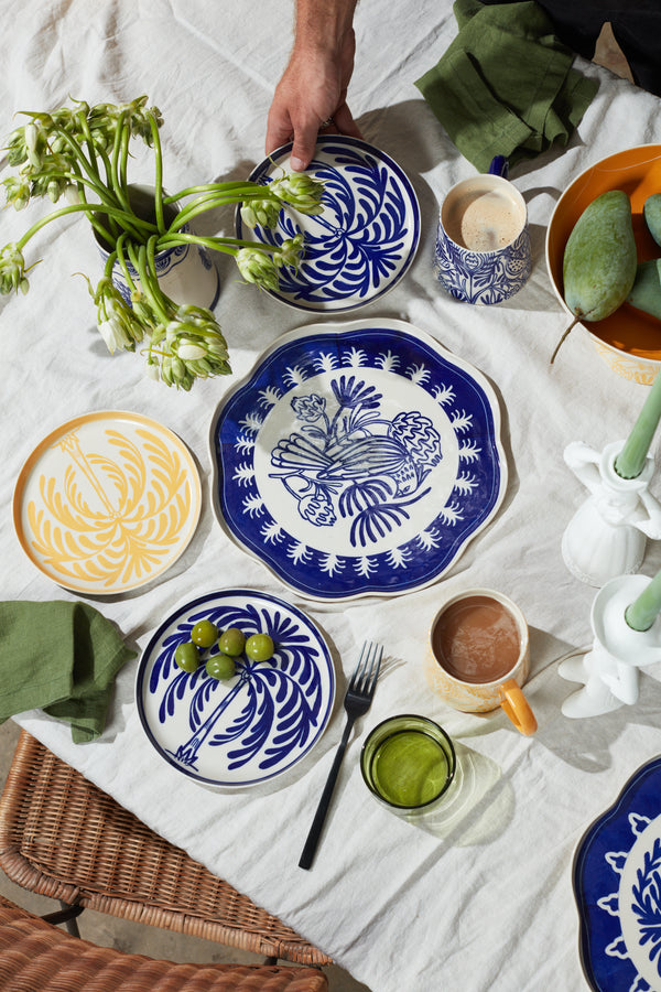 DEL SOL BIRD PLATTER BLUE