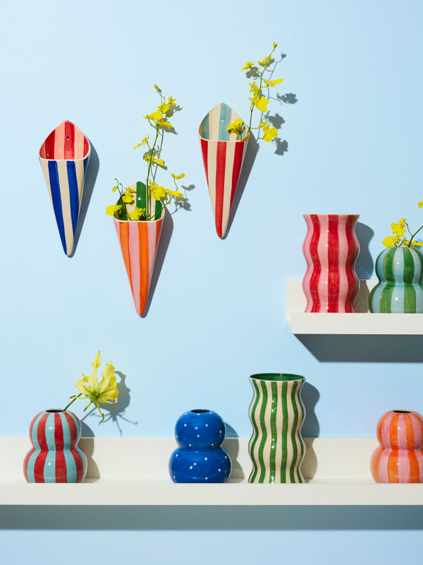 FOLLY WALL VASE RED STRIPE