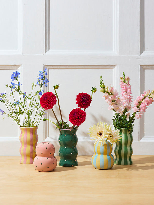 FONDA VASE YELLOW BLUE STRIPE