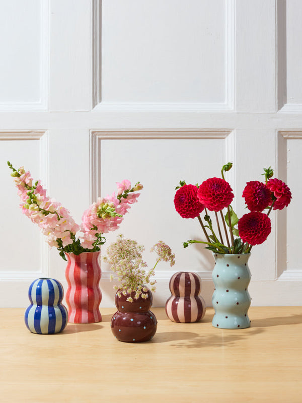 FONDA VASE BROWN BLUE DOTTY