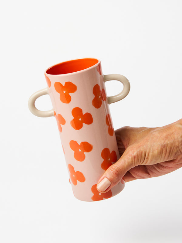 GRIFFE PINK RED FLORAL BUD VASE