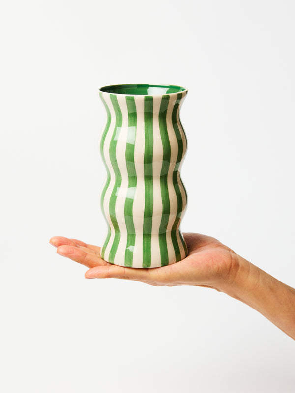 PALMA GREEN STRIPE VASE