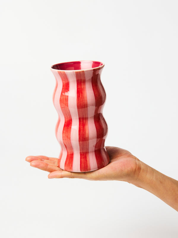PALMA RED PINK STRIPE VASE
