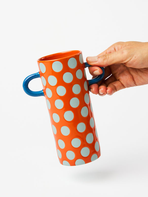 GRIFFE BLUE RED SPOT BUD VASE