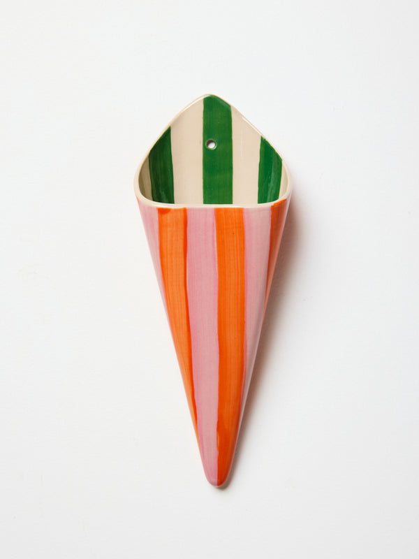 FOLLY WALL VASE PINK STRIPE
