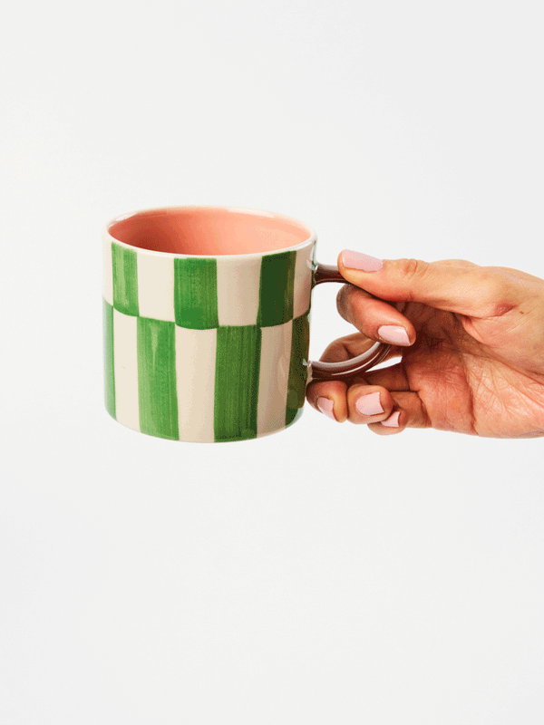 BLOOMIE GREEN CHECK MUG