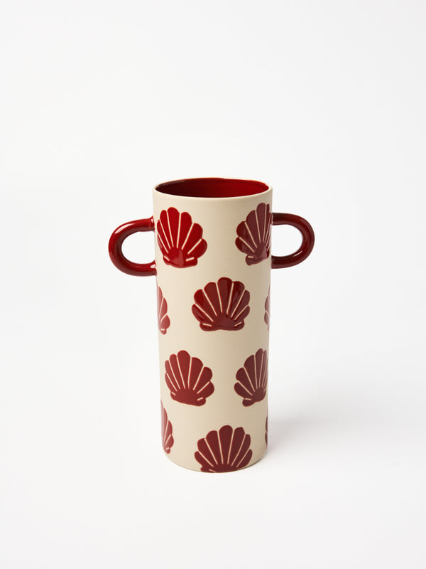 GRIFFE TALL VASE BURGUNDY SHELL