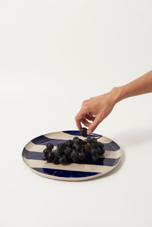 CABANA STRIPE PLATTER BLUE