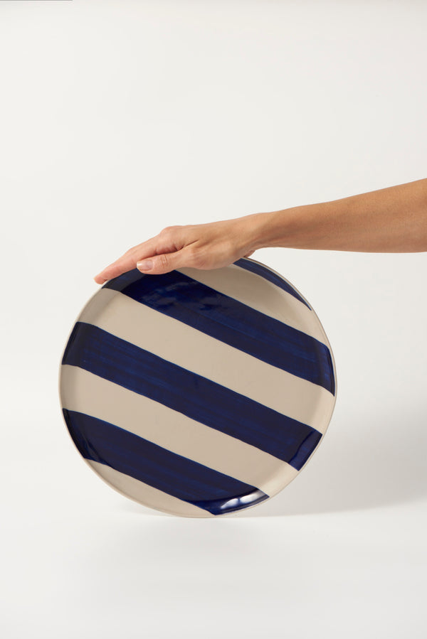 CABANA STRIPE PLATTER BLUE