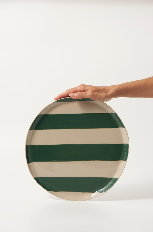 CABANA STRIPE PLATTER GREEN