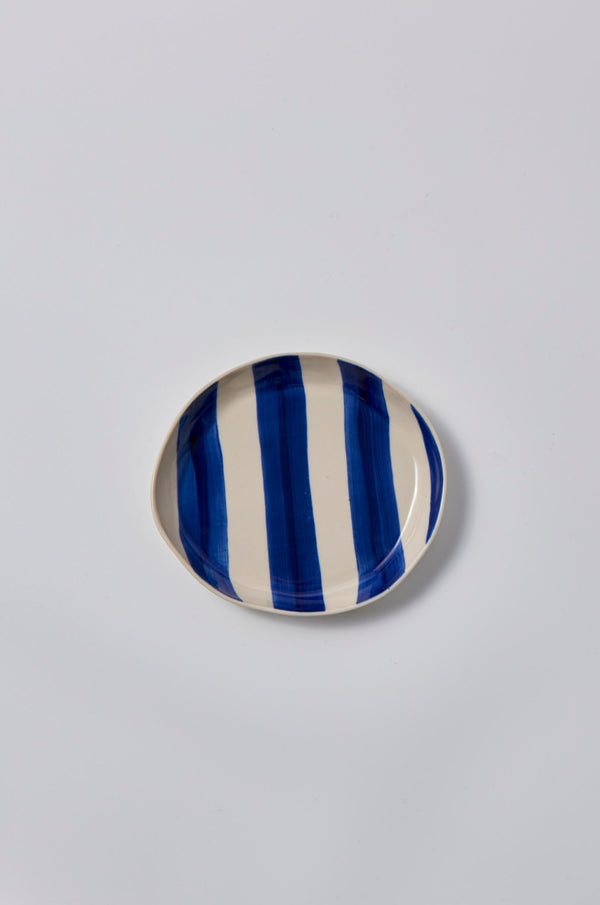 CABANA STRIPE PLATE BLUE