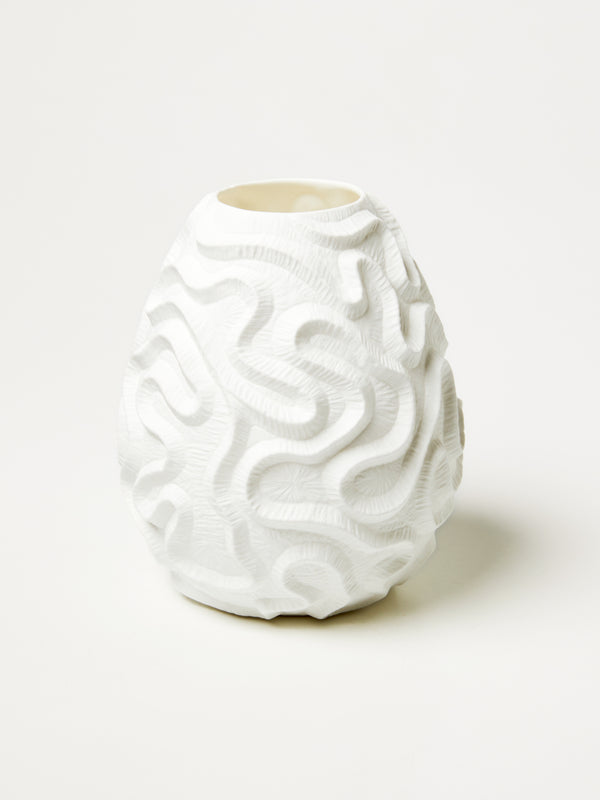 CORAL GROOVE VASE WHITE