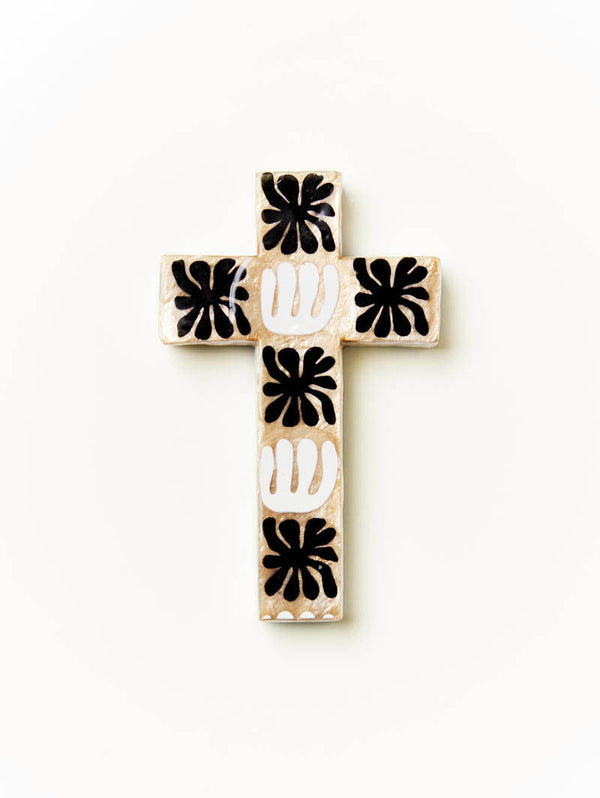 BLOCK PRINT BLACK CROSS