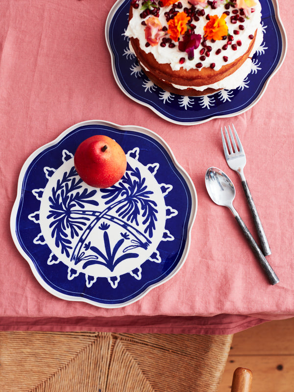 DEL SOL BIRD PLATTER BLUE