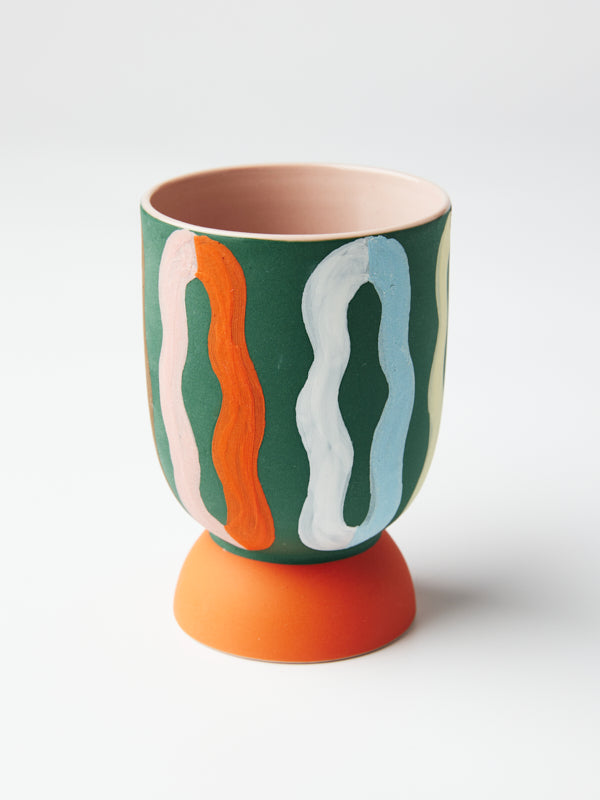 LOOPY TALL PLANTER GREEN MULTI