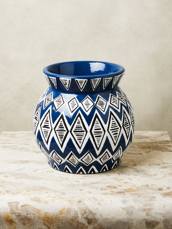 ARLETTE BLUE WIDE VASE