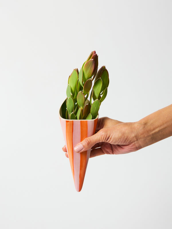 FOLLY WALL VASE PINK STRIPE