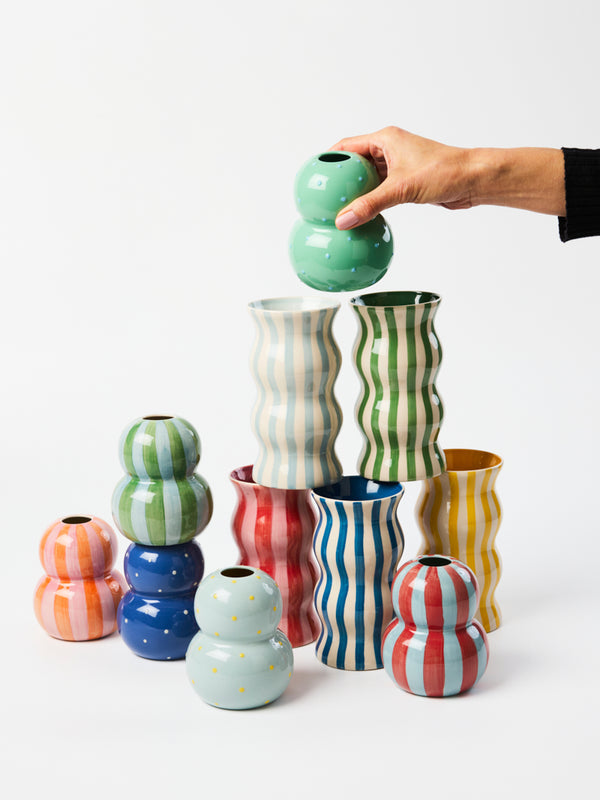 PALMA RED PINK STRIPE VASE