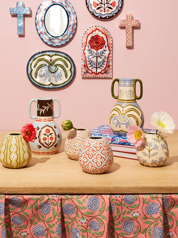 POLLEN VASE BLUE PAISLEY