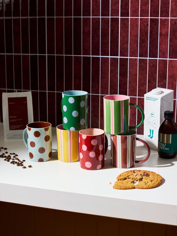 HAPPY MUG BROWN STRIPE