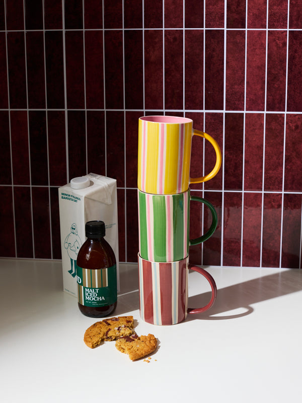 HAPPY MUG YELLOW STRIPE
