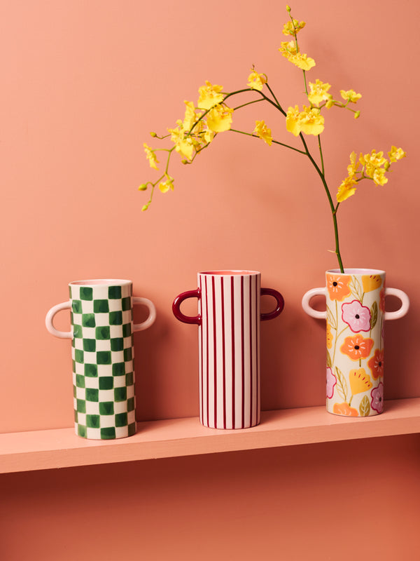 GRIFFE GREEN CHECK BUD VASE