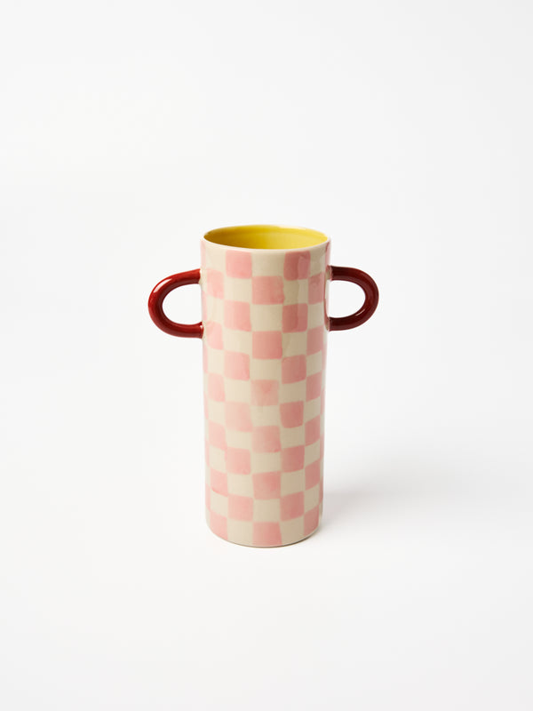 GRIFFE BUD VASE PINK CHECK