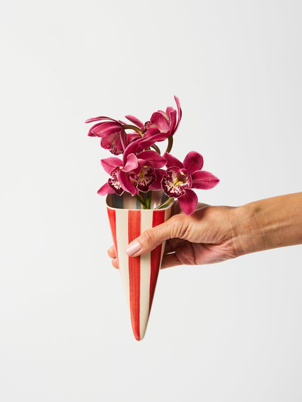 FOLLY WALL VASE RED STRIPE