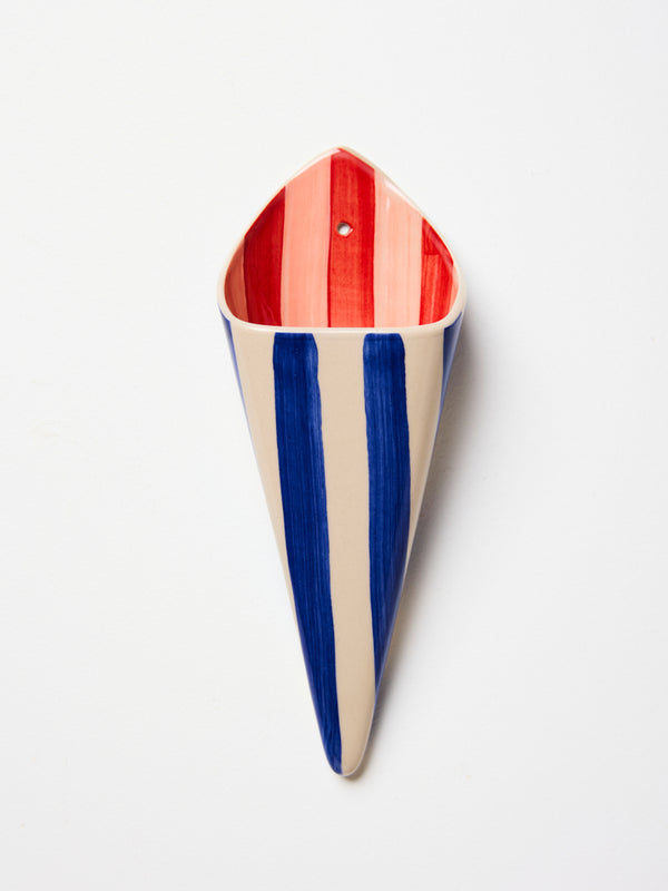 FOLLY WALL VASE BLUE STRIPE