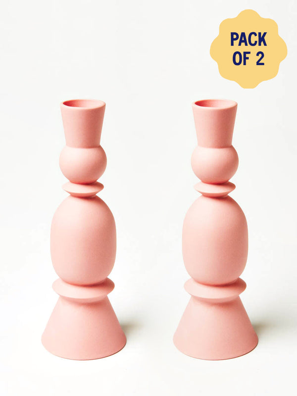 KING CANDLESTICK DARK PINK, PACK OF 2