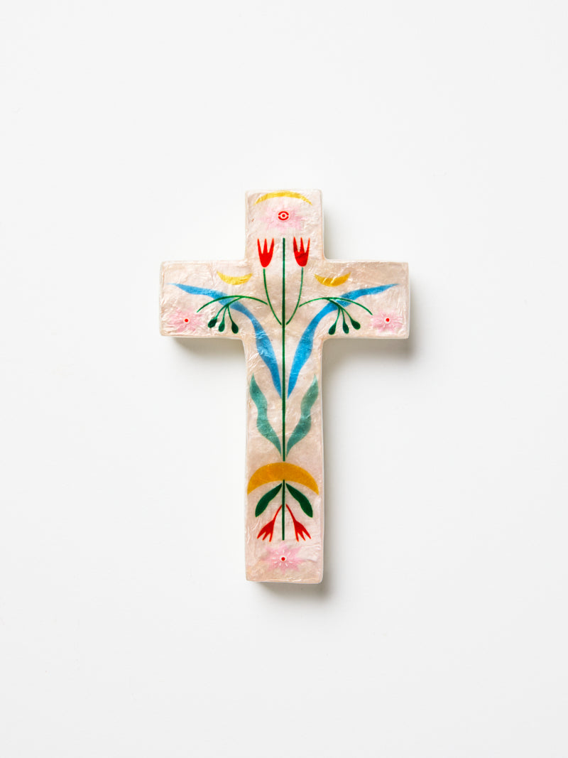 FABLE PINK FLORAL SMALL CROSS – Jones & Co