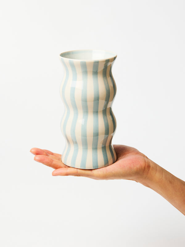 PALMA PALE BLUE STRIPE VASE