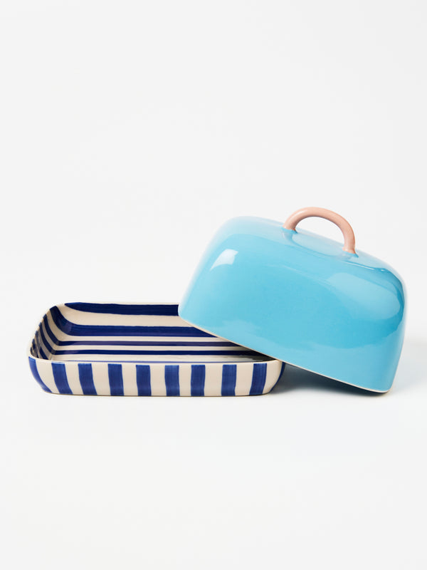 BLOOMIE BLUE BUTTER DISH