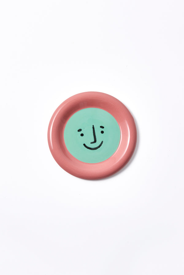 SMILEY PLATE GREEN PINK