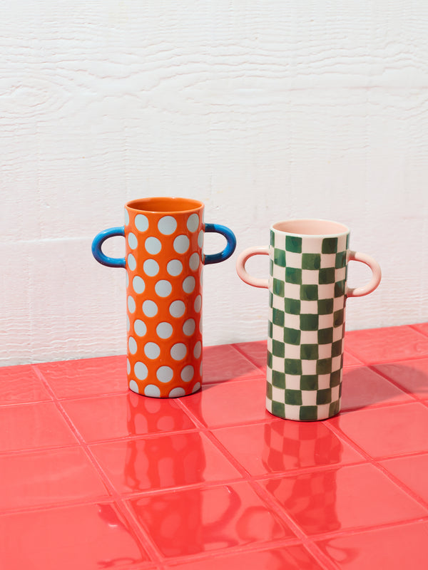 GRIFFE GREEN CHECK BUD VASE