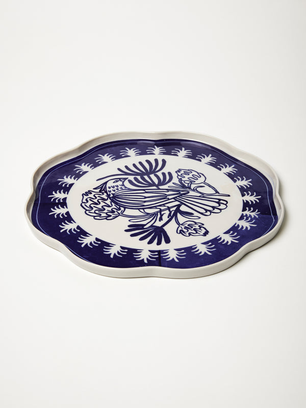 DEL SOL BIRD PLATTER BLUE