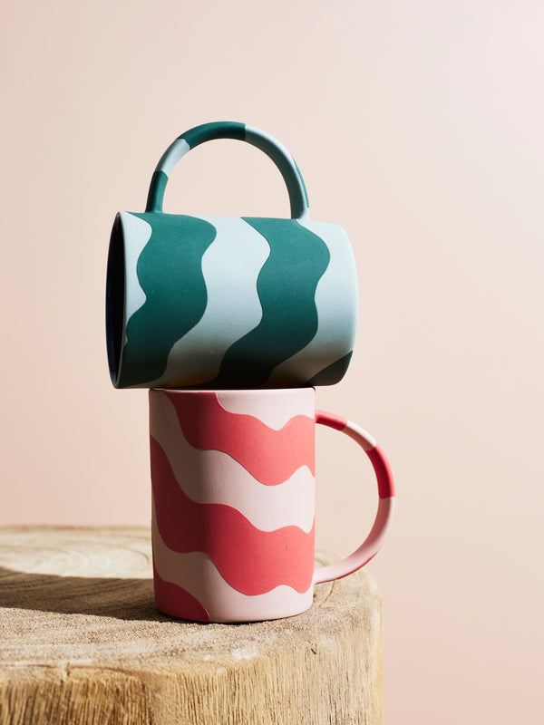 HAPPY MUG PINK WAVE